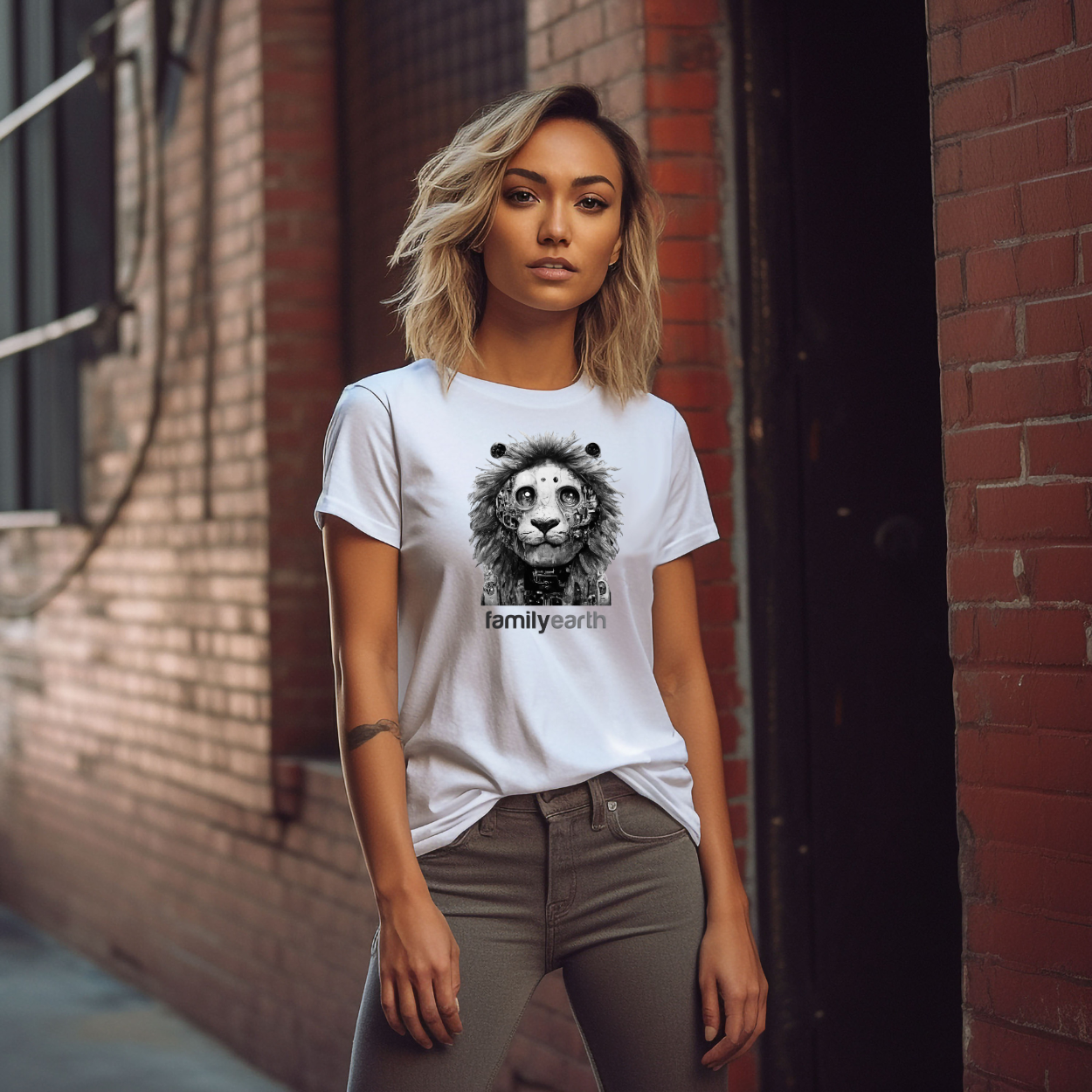 Women's Robot Lion Short Sleeve Tee