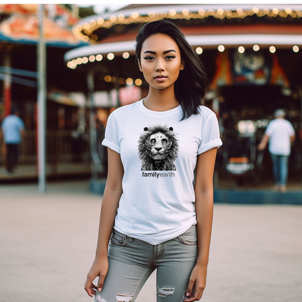 Women's Robot Lion Short Sleeve Tee